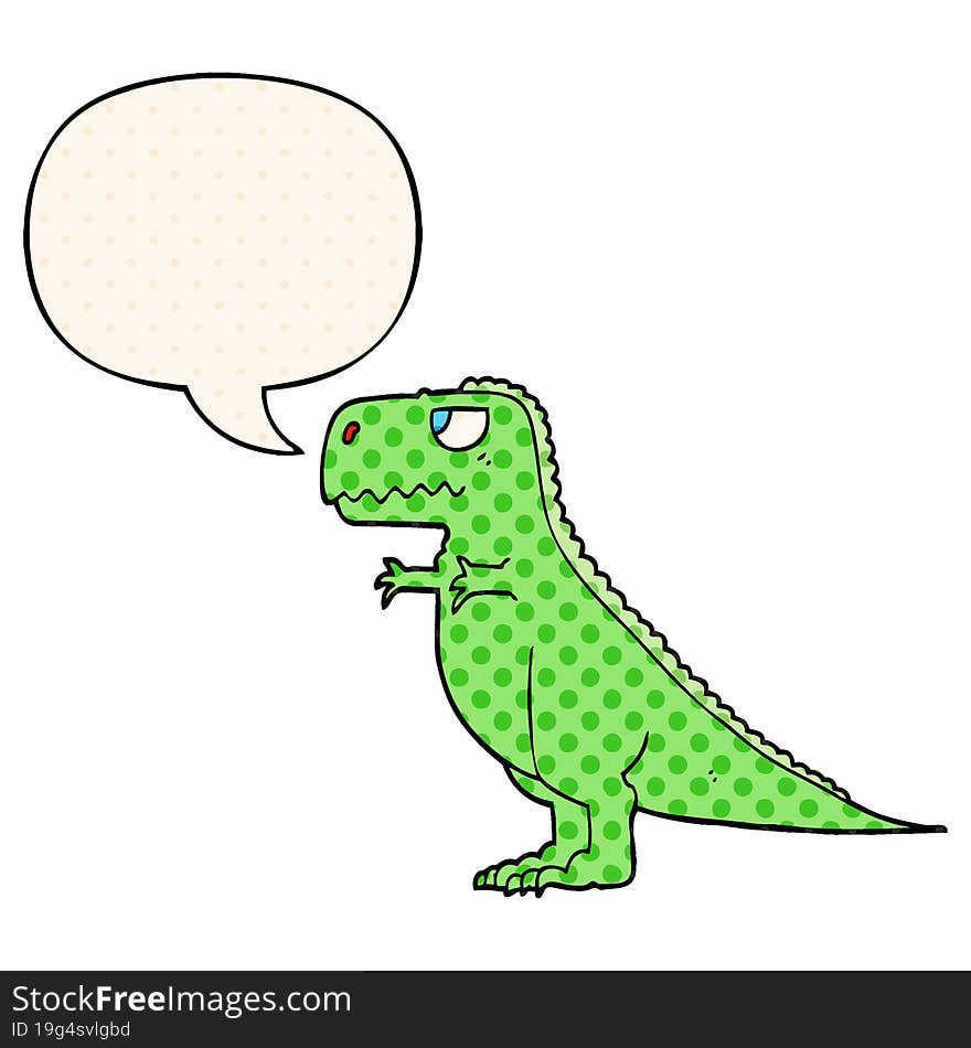 cartoon dinosaur and speech bubble in comic book style