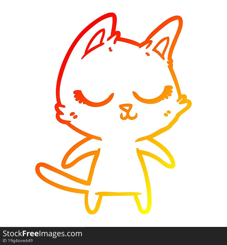 Warm Gradient Line Drawing Calm Cartoon Cat