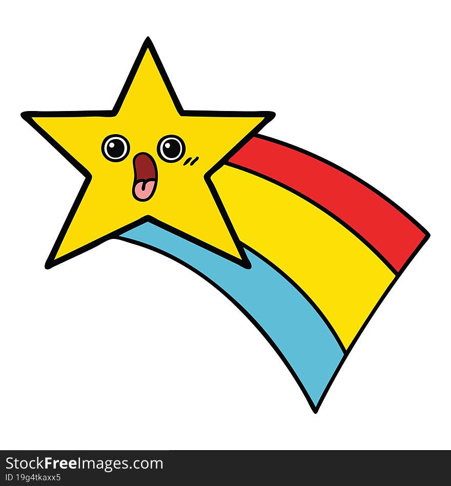 cute cartoon of a shooting rainbow star