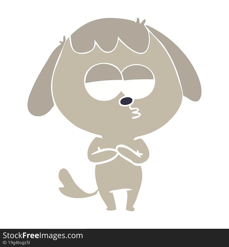 flat color style cartoon bored dog