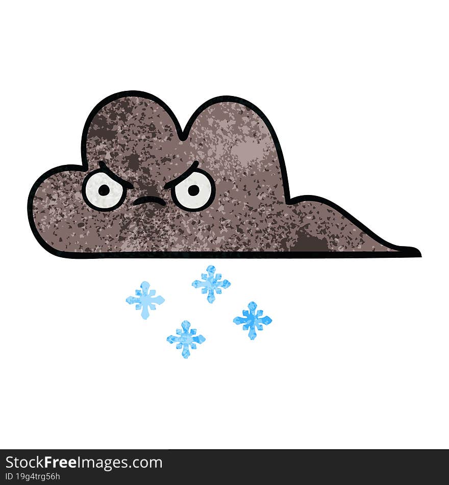 Retro Grunge Texture Cartoon Storm Snow Cloud