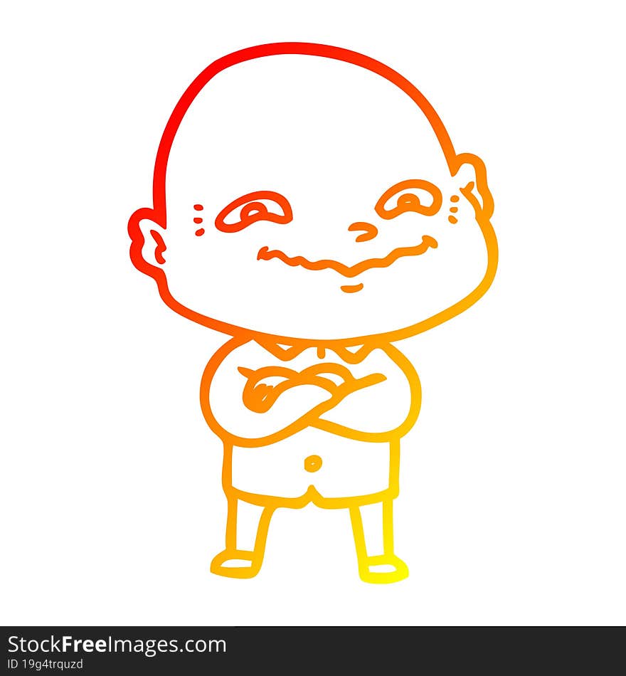 warm gradient line drawing cartoon creepy guy