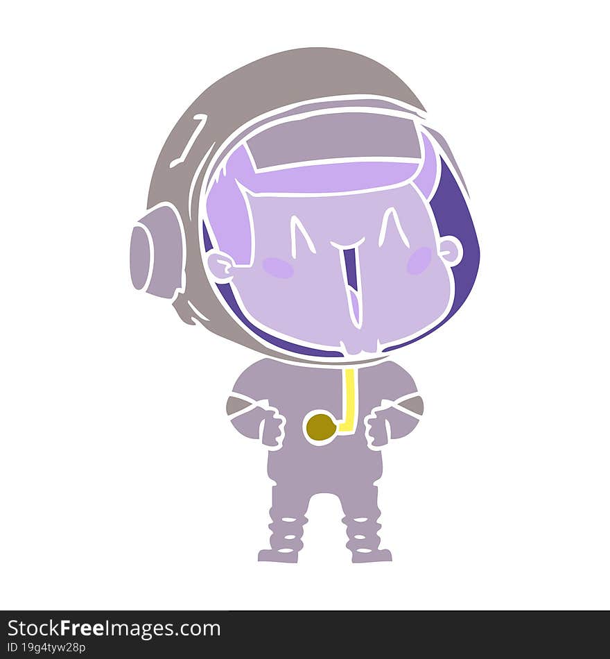 happy flat color style cartoon astronaut