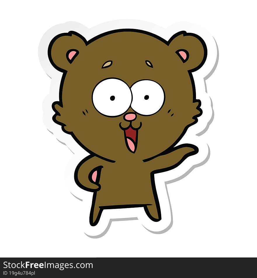 Sticker Of A Laughing Teddy  Bear Cartoon