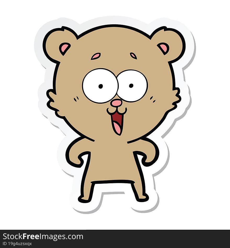 sticker of a laughing teddy  bear cartoon