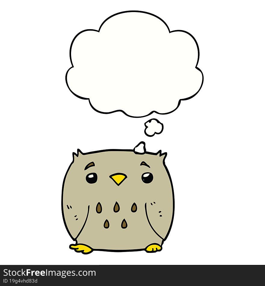 Cartoon Owl And Thought Bubble