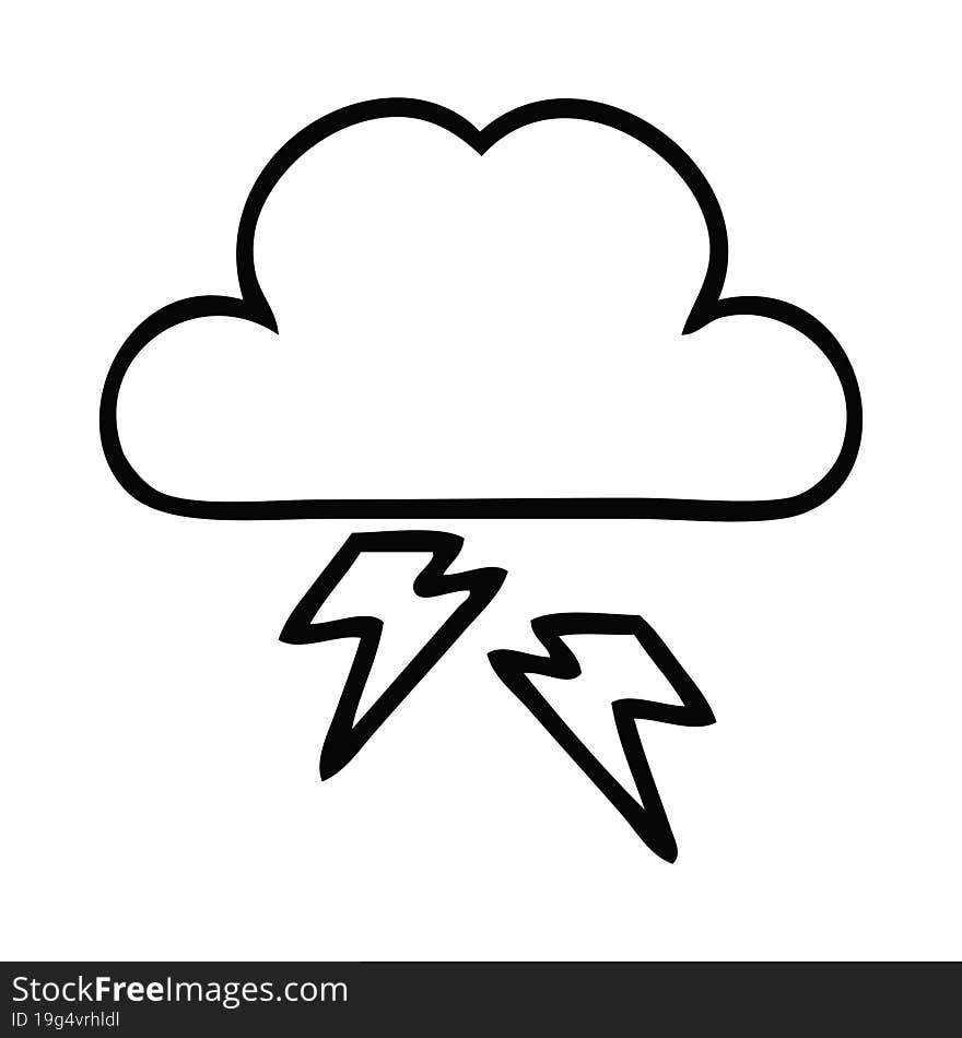 line drawing cartoon of a storm cloud