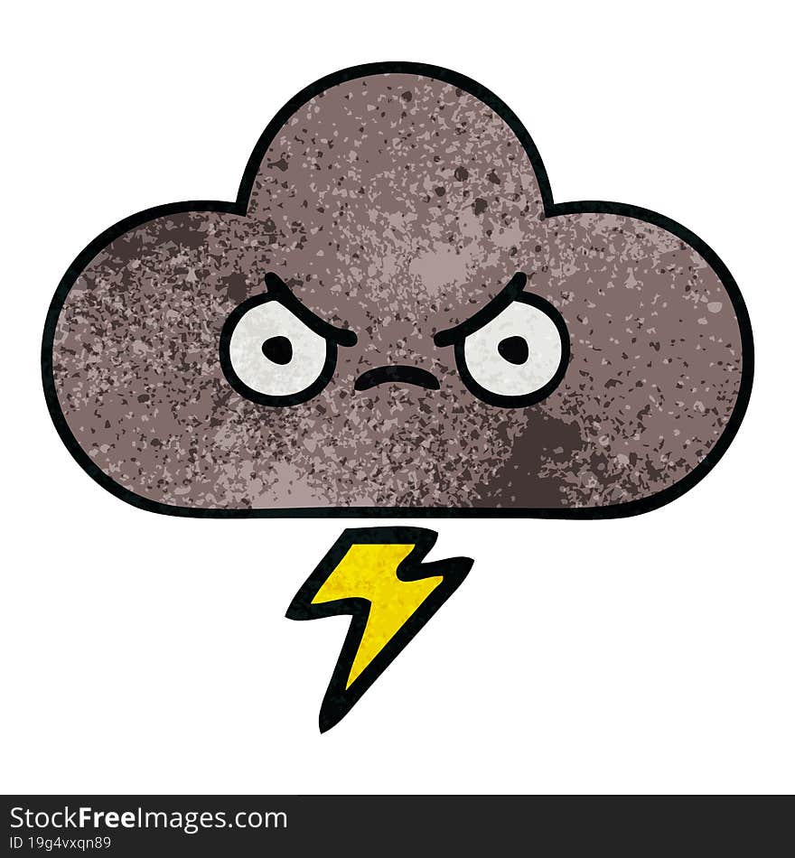 retro grunge texture cartoon of a storm cloud