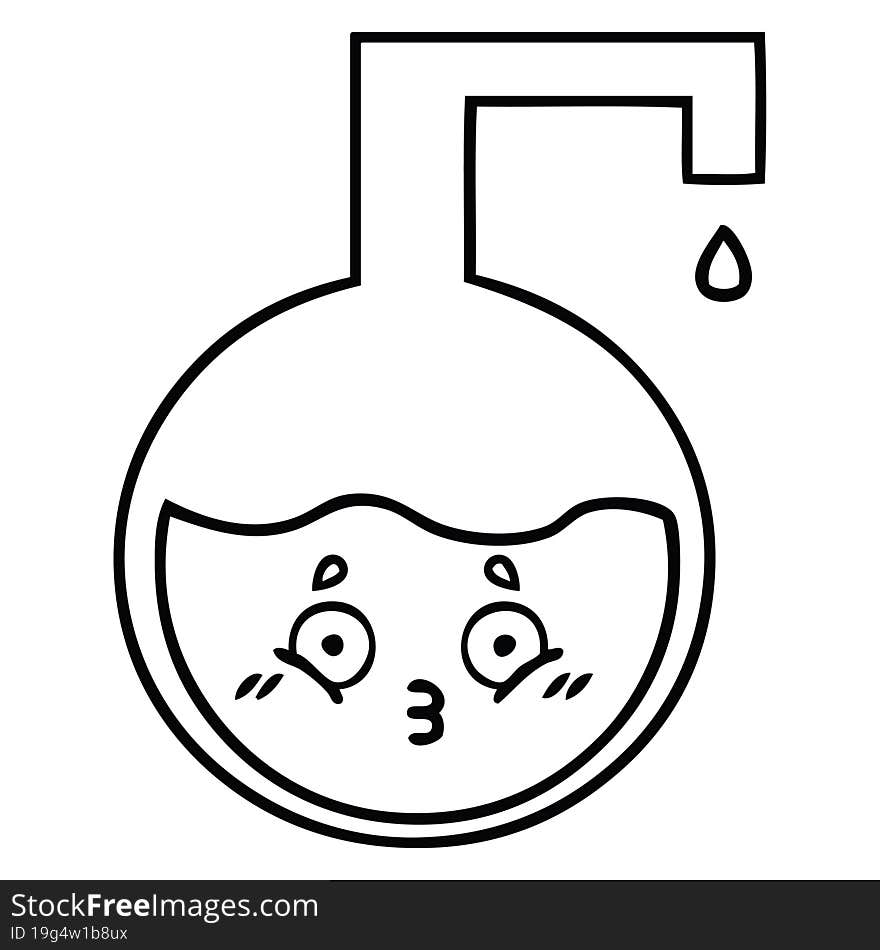 line drawing cartoon of a science experiment