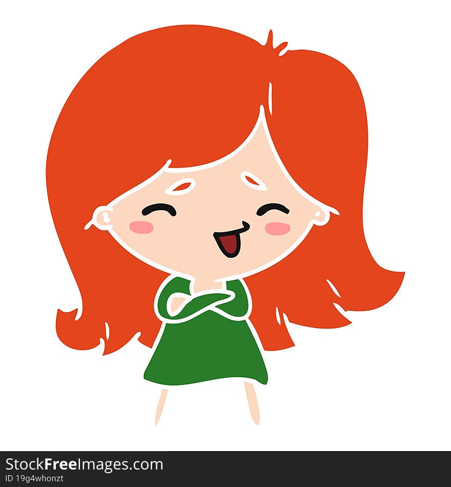 cartoon illustration of a cute kawaii girl. cartoon illustration of a cute kawaii girl