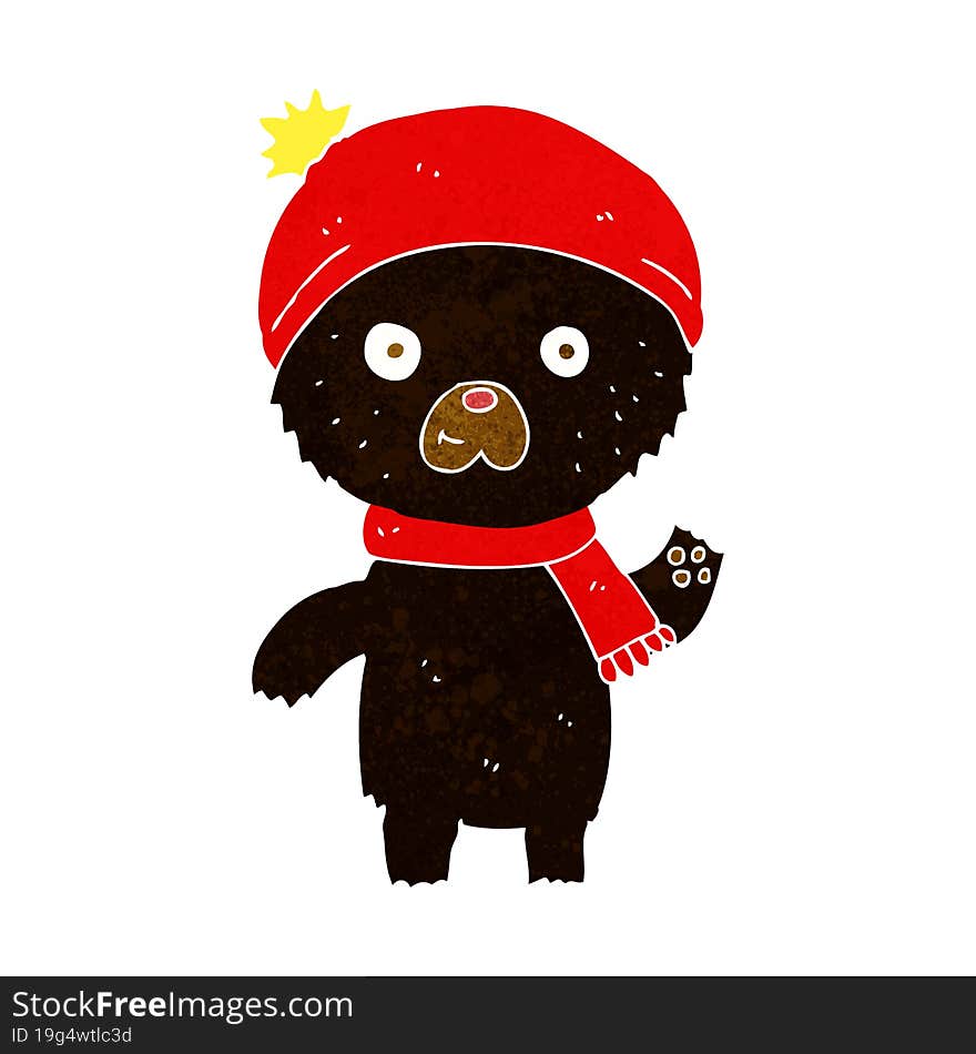 cartoon waving black bear