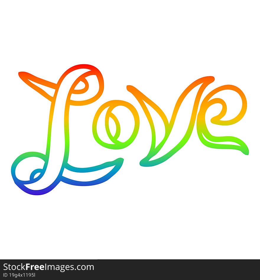 Rainbow Gradient Line Drawing Cartoon Love Banner