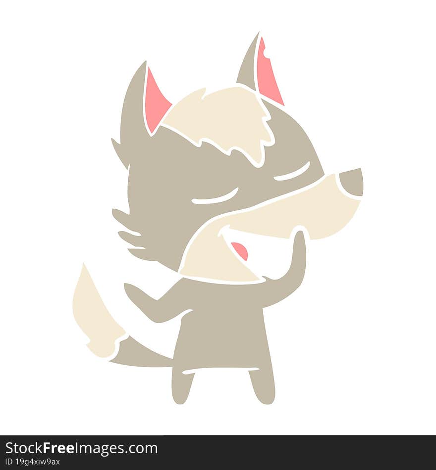 flat color style cartoon wolf laughing