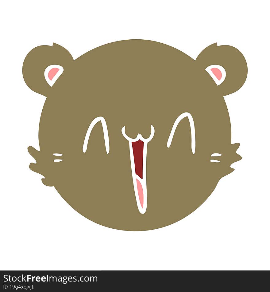 cute flat color style cartoon teddy bear face