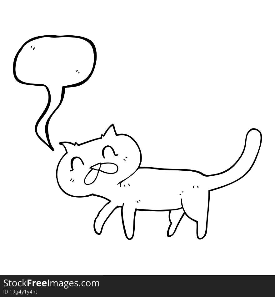 freehand drawn speech bubble cartoon cat