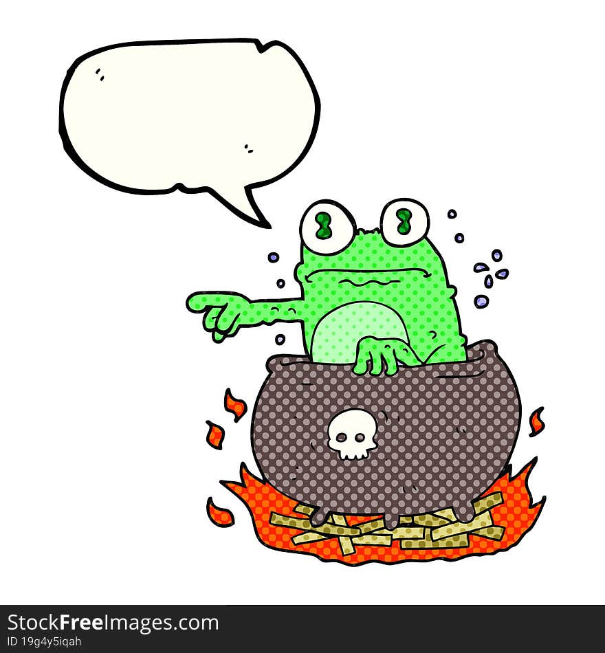 comic book speech bubble cartoon halloween toad in cauldron