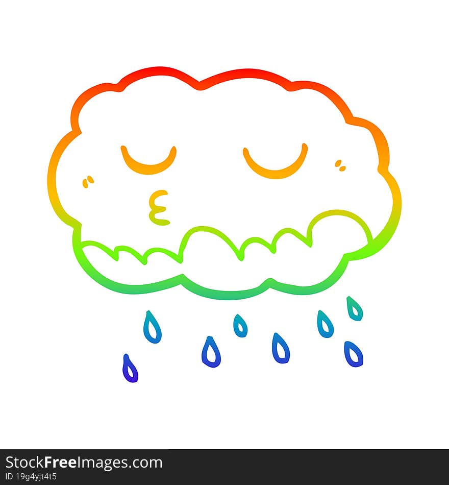 rainbow gradient line drawing cartoon rain cloud