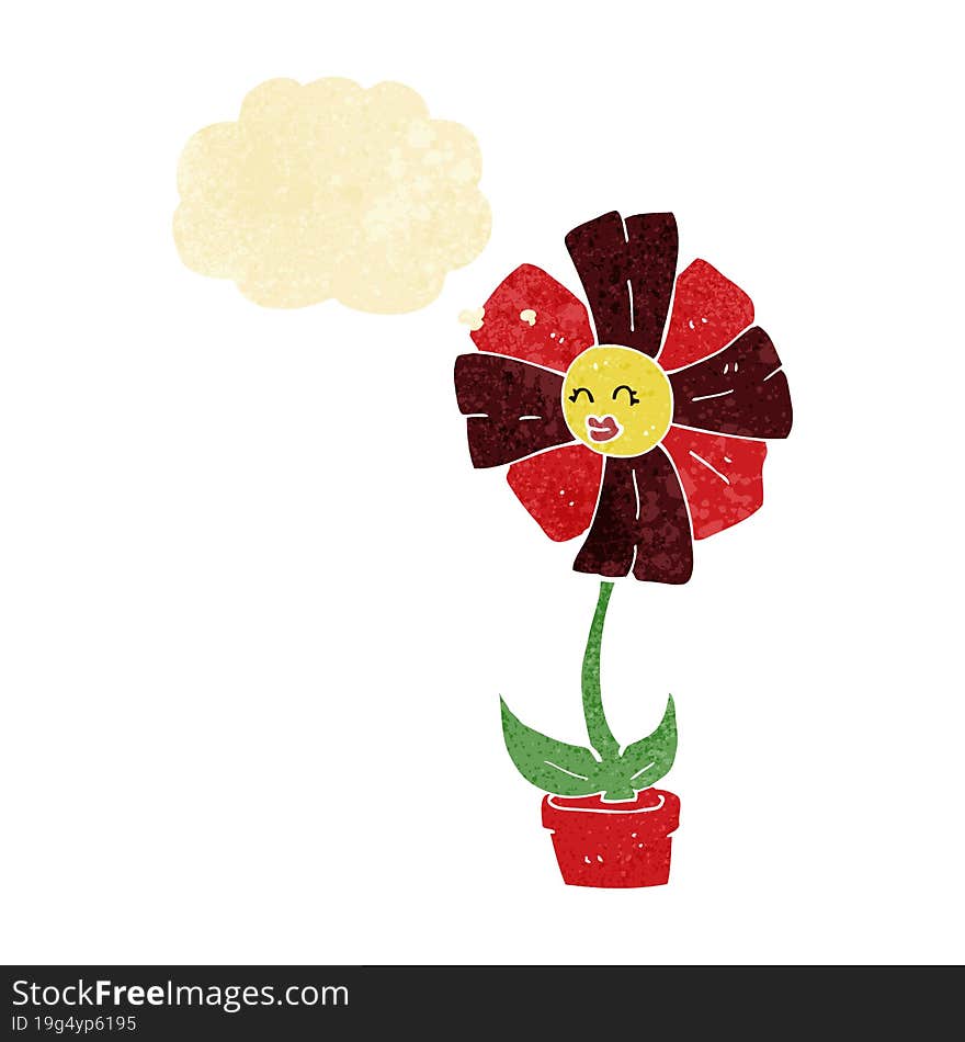 cartoon flower with thought bubble