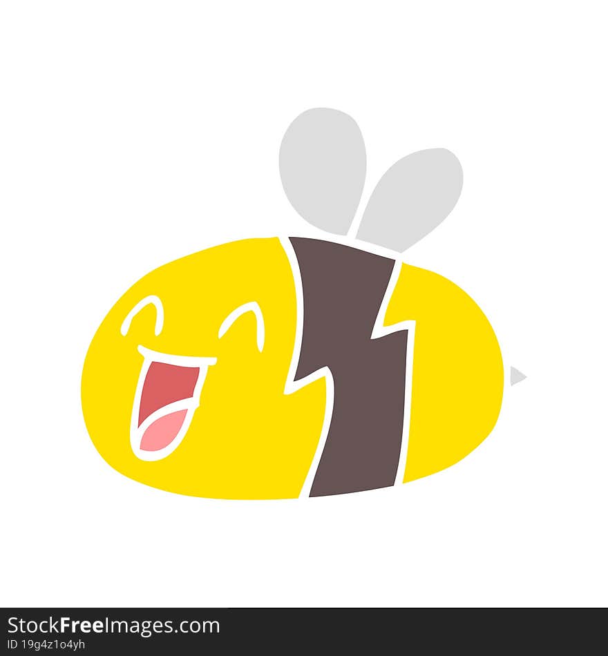 flat color illustration cartoon bee