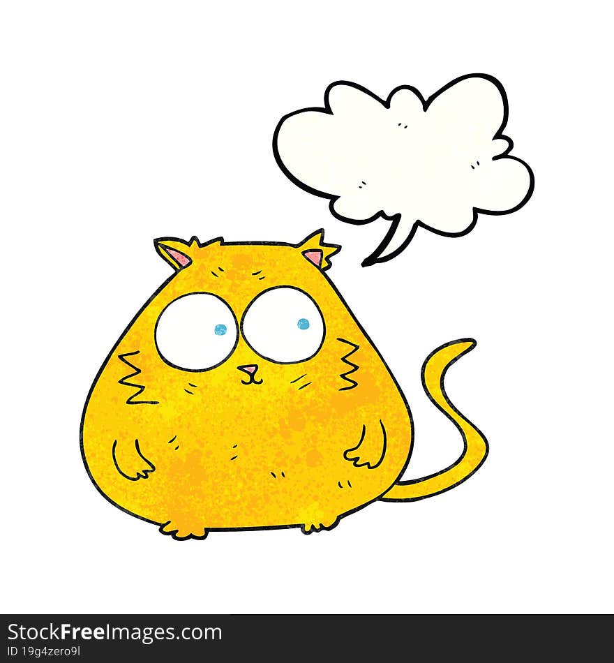 speech bubble textured cartoon fat cat