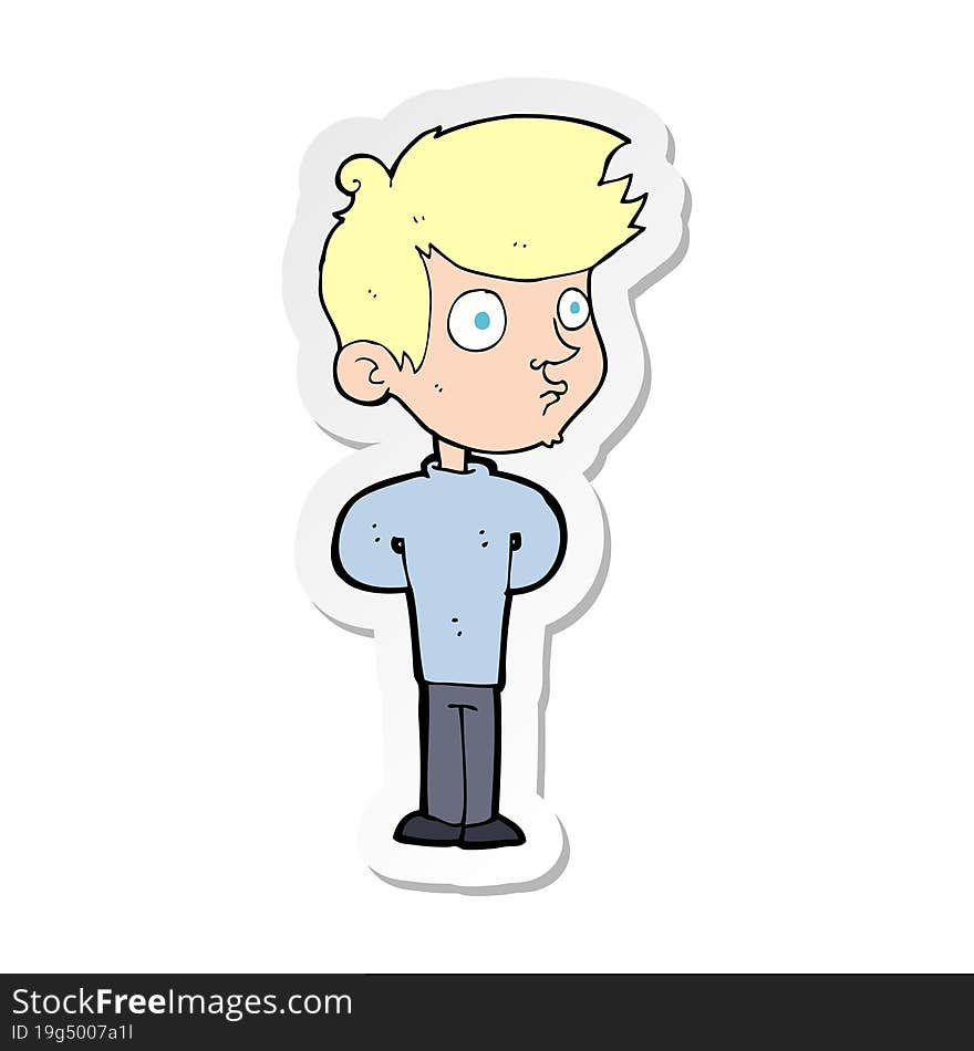 sticker of a cartoon boy staring