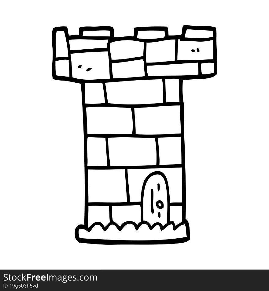 line drawing cartoon castle tower