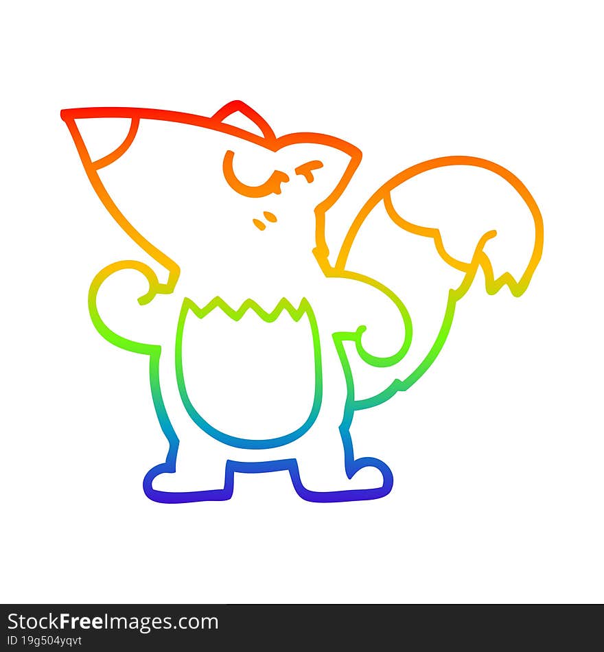 rainbow gradient line drawing cartoon squirrel