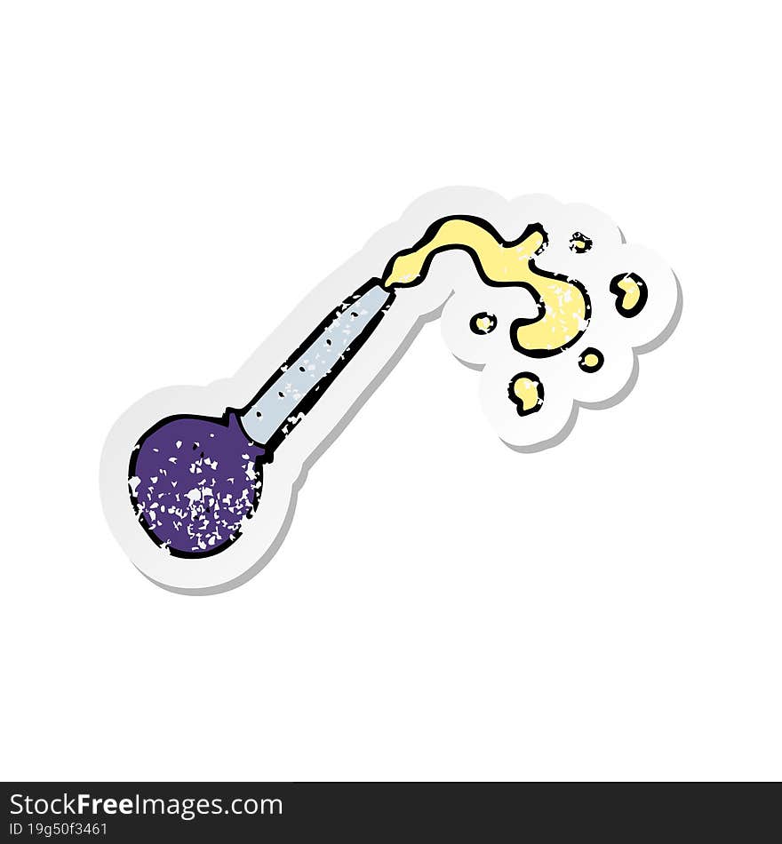 retro distressed sticker of a cartoon pipette