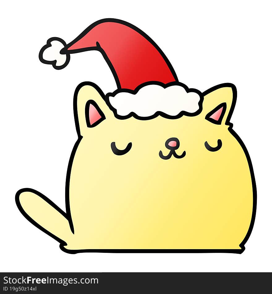 hand drawn christmas gradient cartoon of kawaii cat