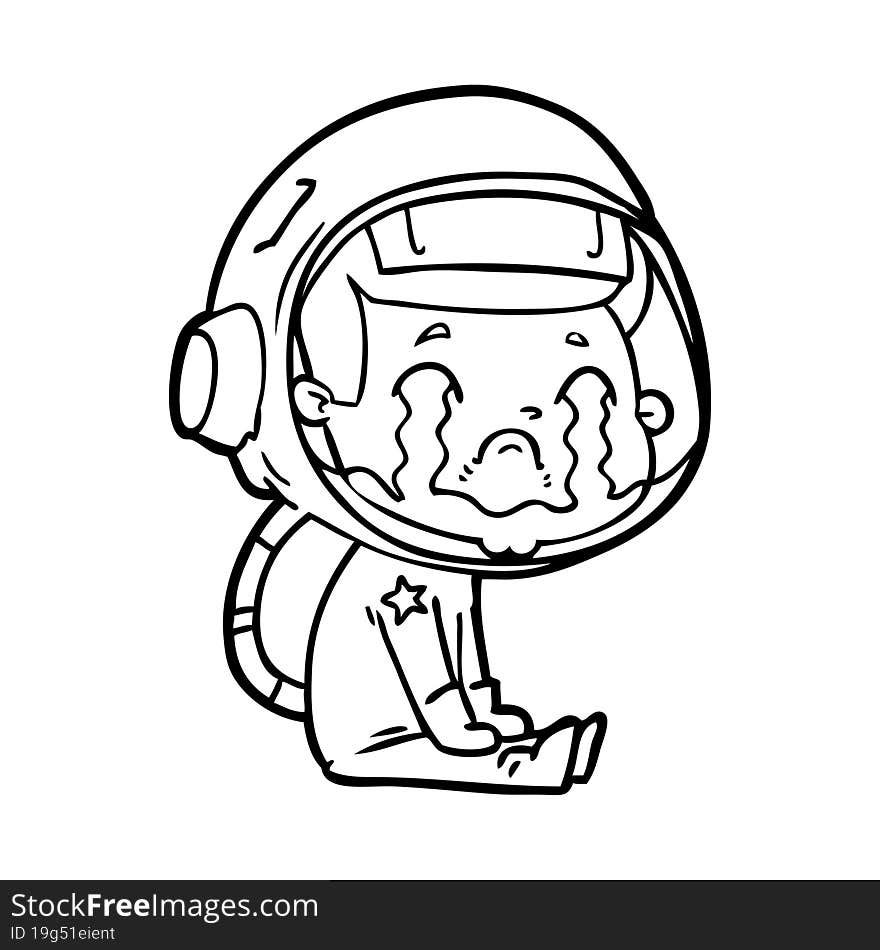 cartoon crying astronaut. cartoon crying astronaut