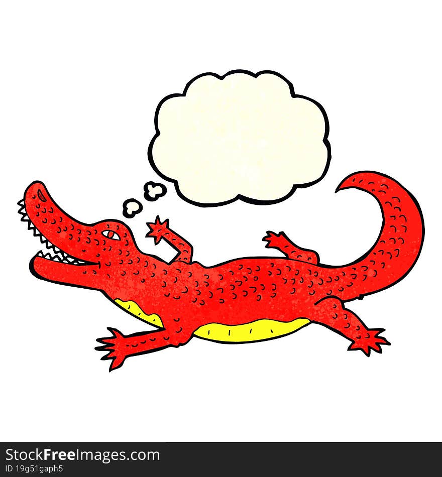 cartoon crocodile with thought bubble