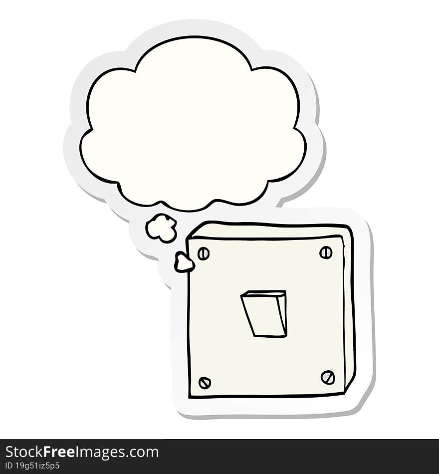 Cartoon Light Switch And Thought Bubble As A Printed Sticker