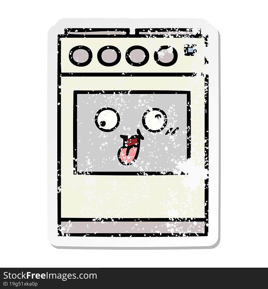 distressed sticker of a cute cartoon kitchen oven