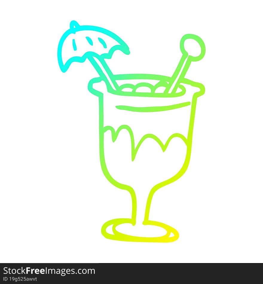 Cold Gradient Line Drawing Cartoon Tropical Cocktail