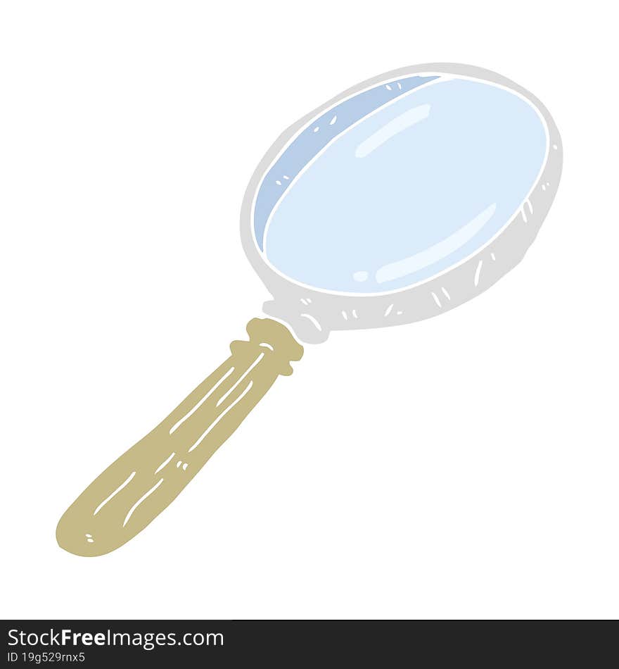 Flat Color Illustration Of A Cartoon Magnifying Glass