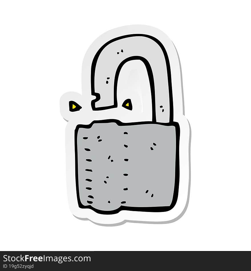 sticker of a cartoon padlock