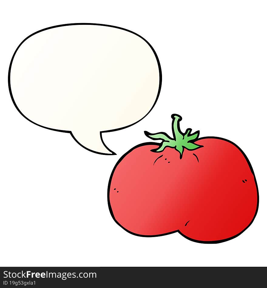 cartoon tomato and speech bubble in smooth gradient style