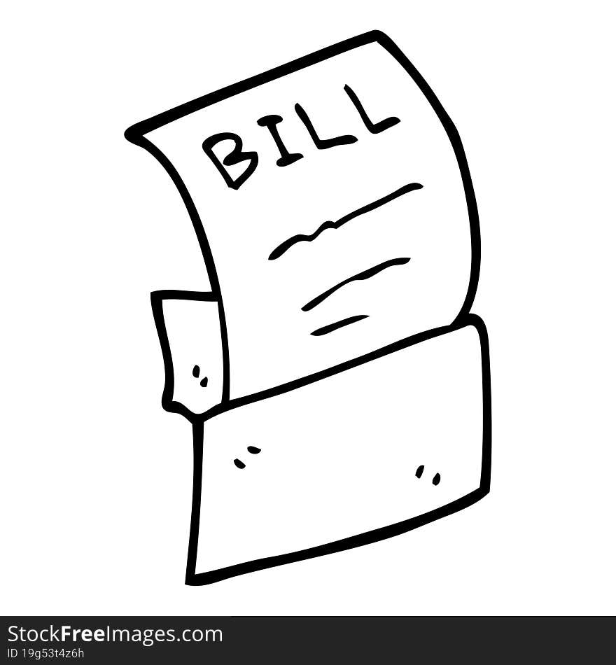 line drawing cartoon bill in envelope