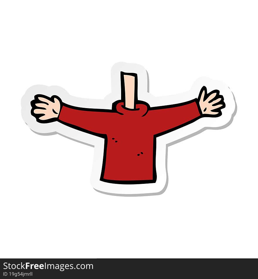 sticker of a cartoon body waving arms