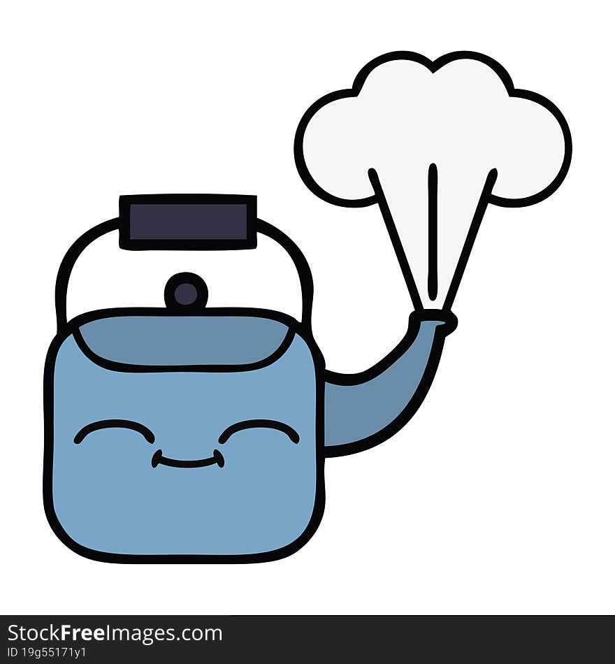 Cute Cartoon Steaming Kettle