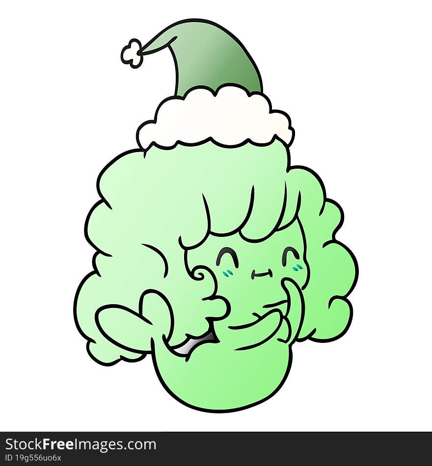 hand drawn christmas gradient cartoon of kawaii ghost