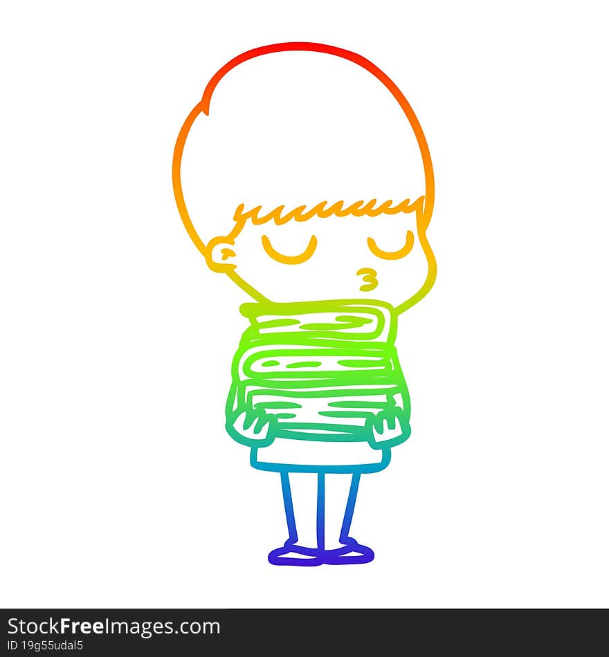 rainbow gradient line drawing cartoon calm boy