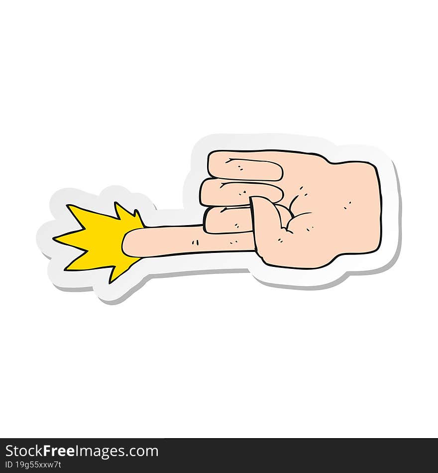 sticker of a cartoon pointing hand