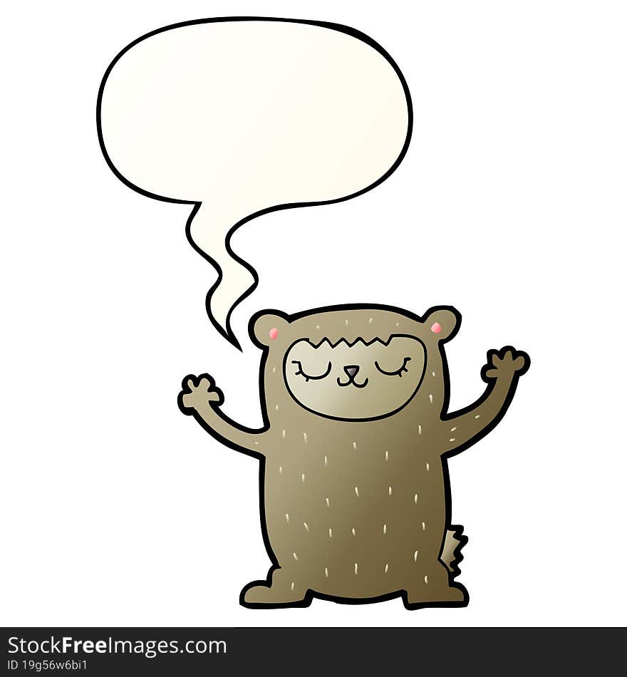 Cute Cartoon Bear And Speech Bubble In Smooth Gradient Style