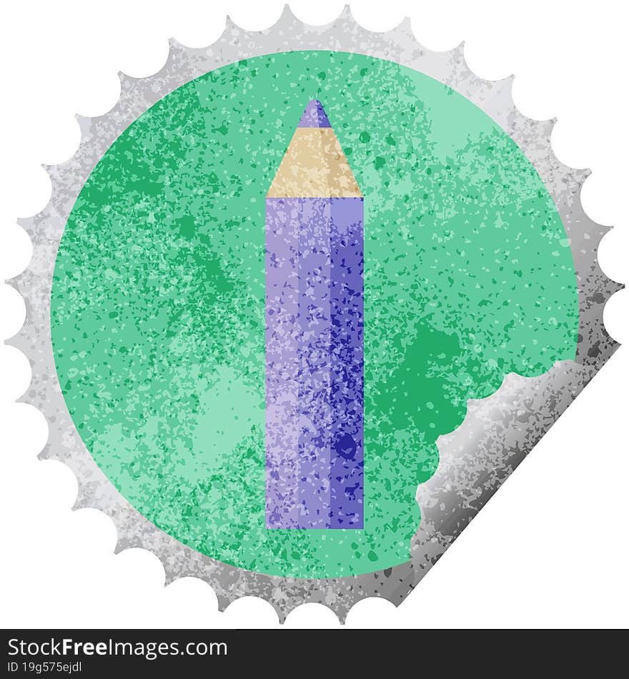 purple coloring pencil round sticker stamp