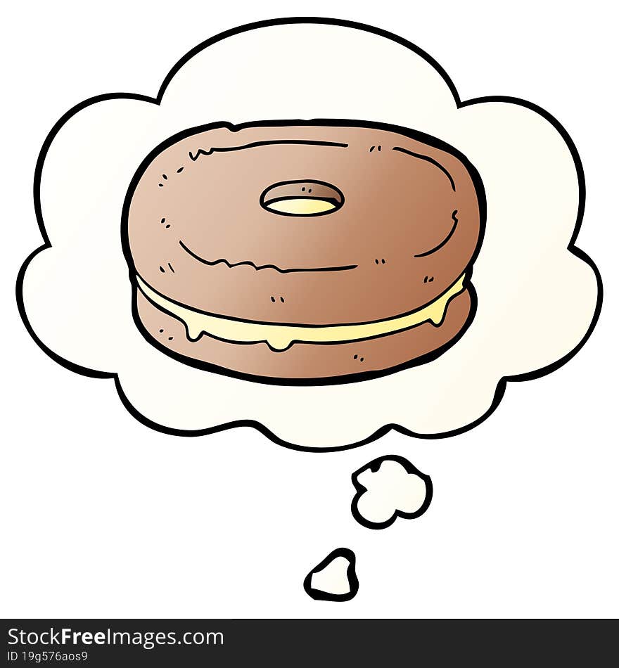 cartoon biscuit and thought bubble in smooth gradient style