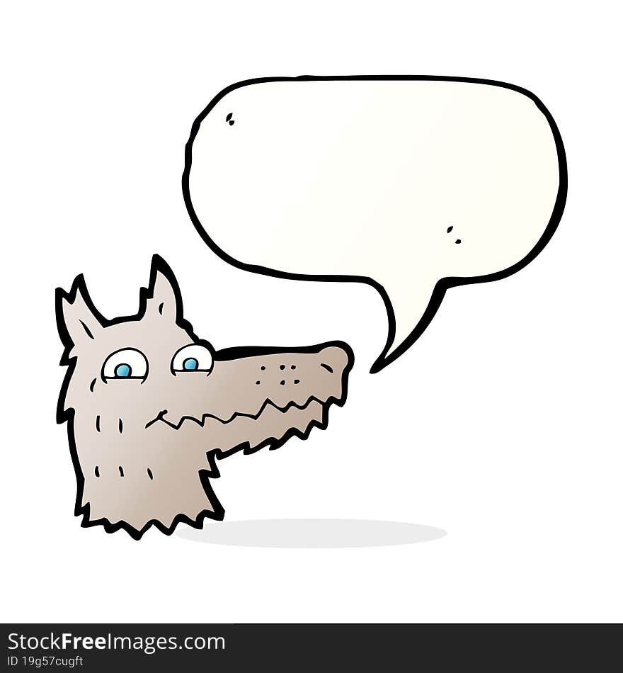 cartoon wolf head with speech bubble