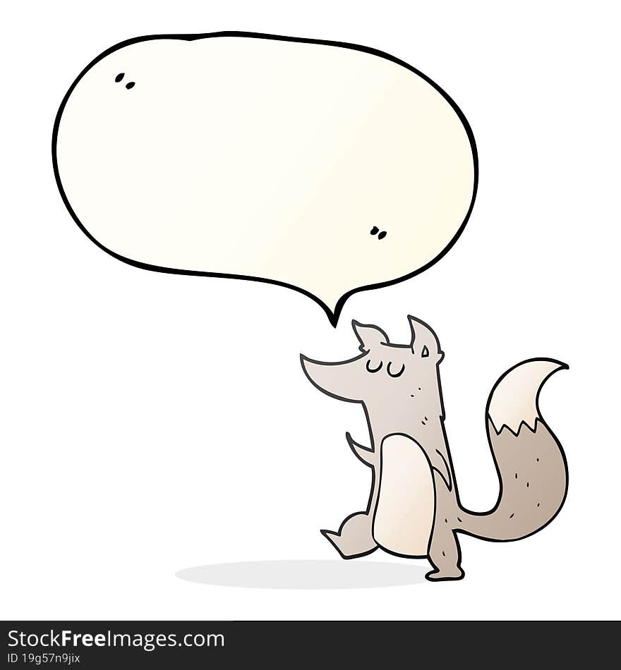 Speech Bubble Cartoon Little Wolf