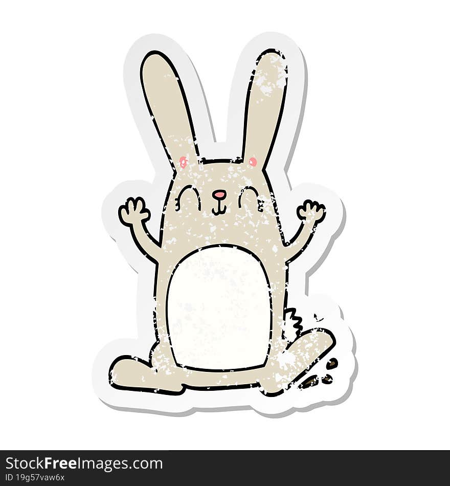 Distressed Sticker Of A Cartoon Rabbit