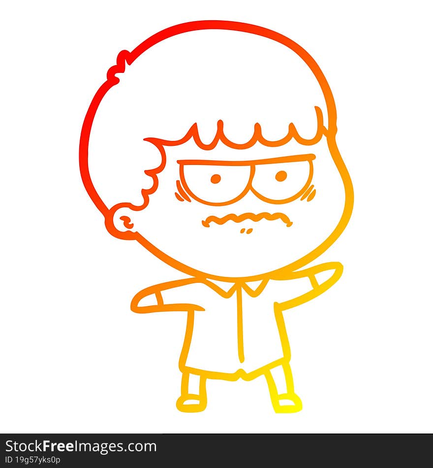 warm gradient line drawing cartoon annoyed man